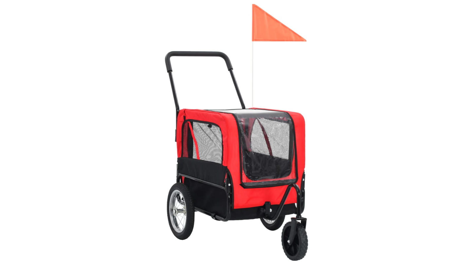 vidaXL 2-in-1 Pet Bike Trailer & Jogging Stroller Red and Black