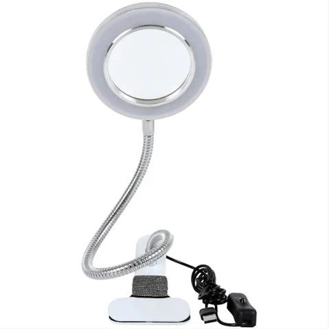 Vikus Lighting LED 8X Magnifying Lamp with Metal Clamp 360 Degree Flexible Gooseneck