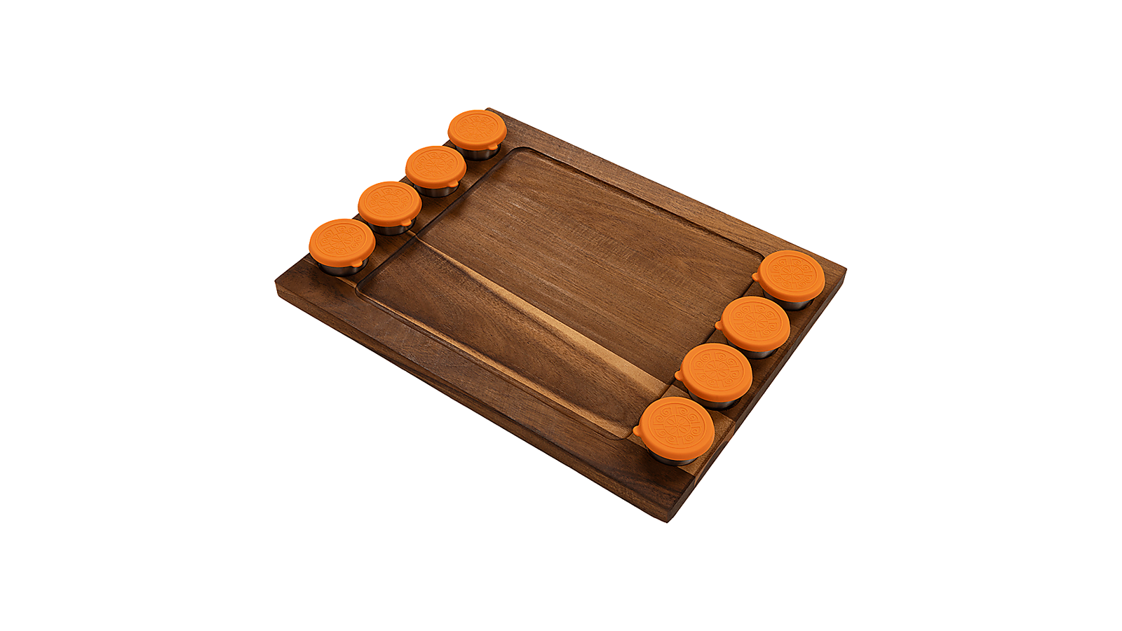 Randy and Travis Machinery Double Sided Charcuterie Serving Board with 8 Sauce Cups