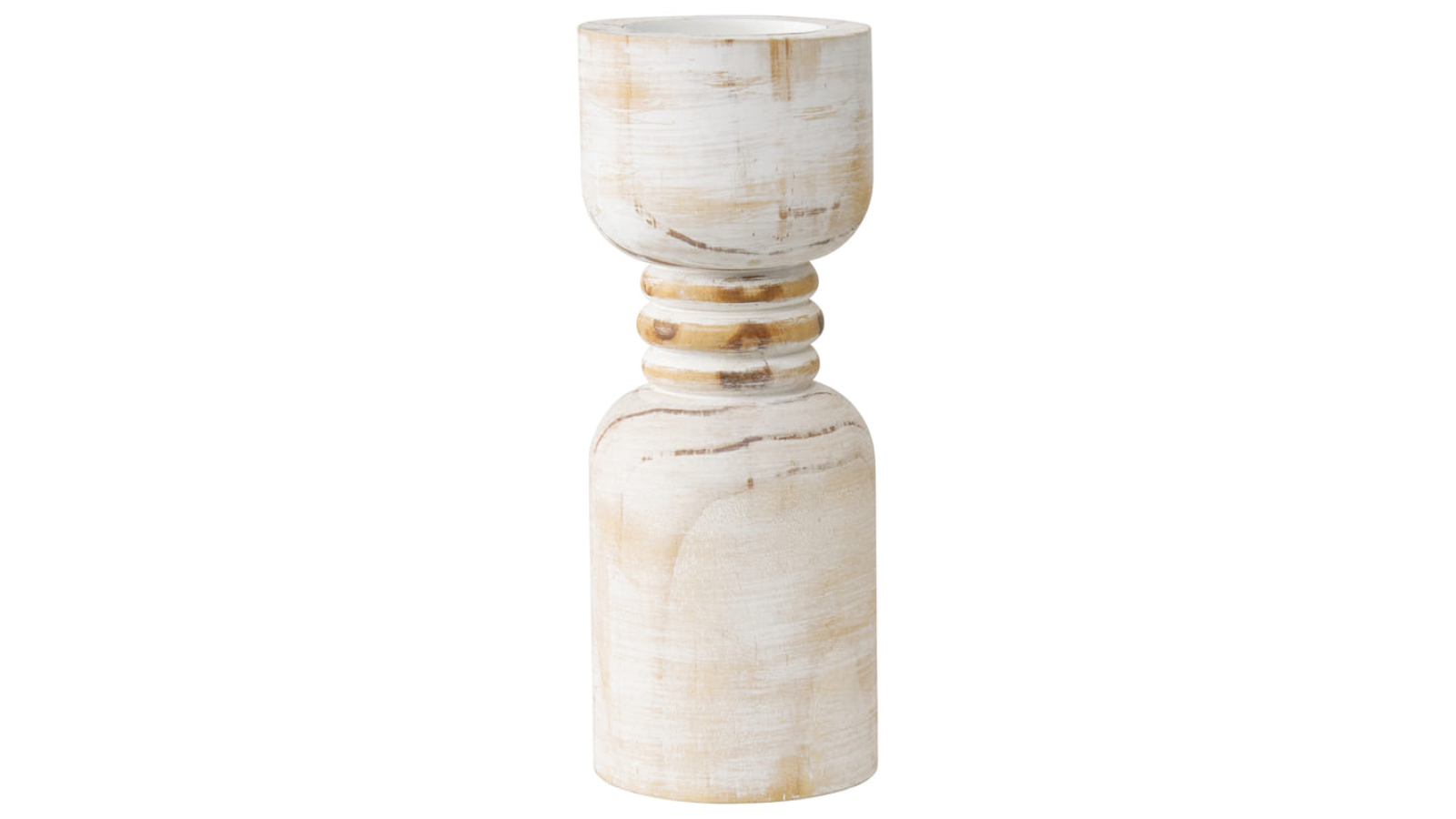 High St Natural Contemporary Carved Loop Pillar Candle Holder - 12 x 30cm