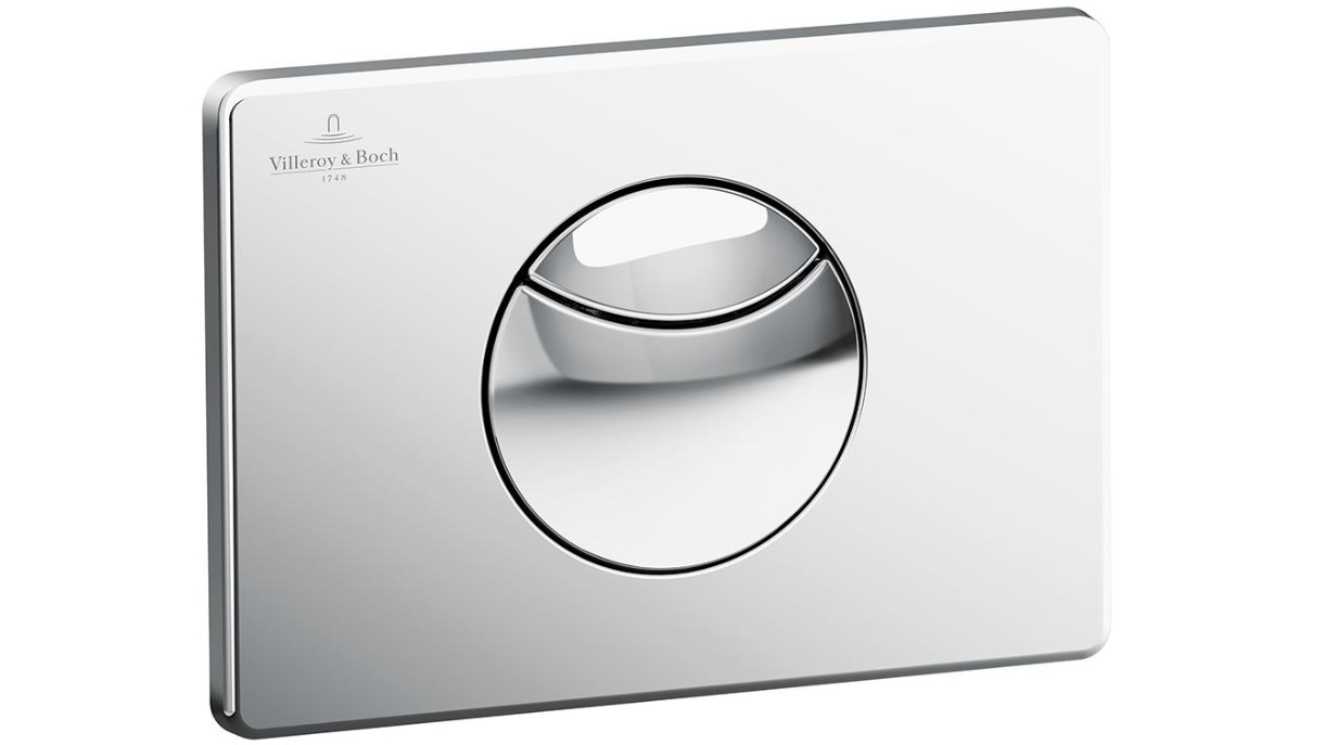 Villeroy & Boch ViConnect E100 Flush Plate - Chrome with Chrome Button