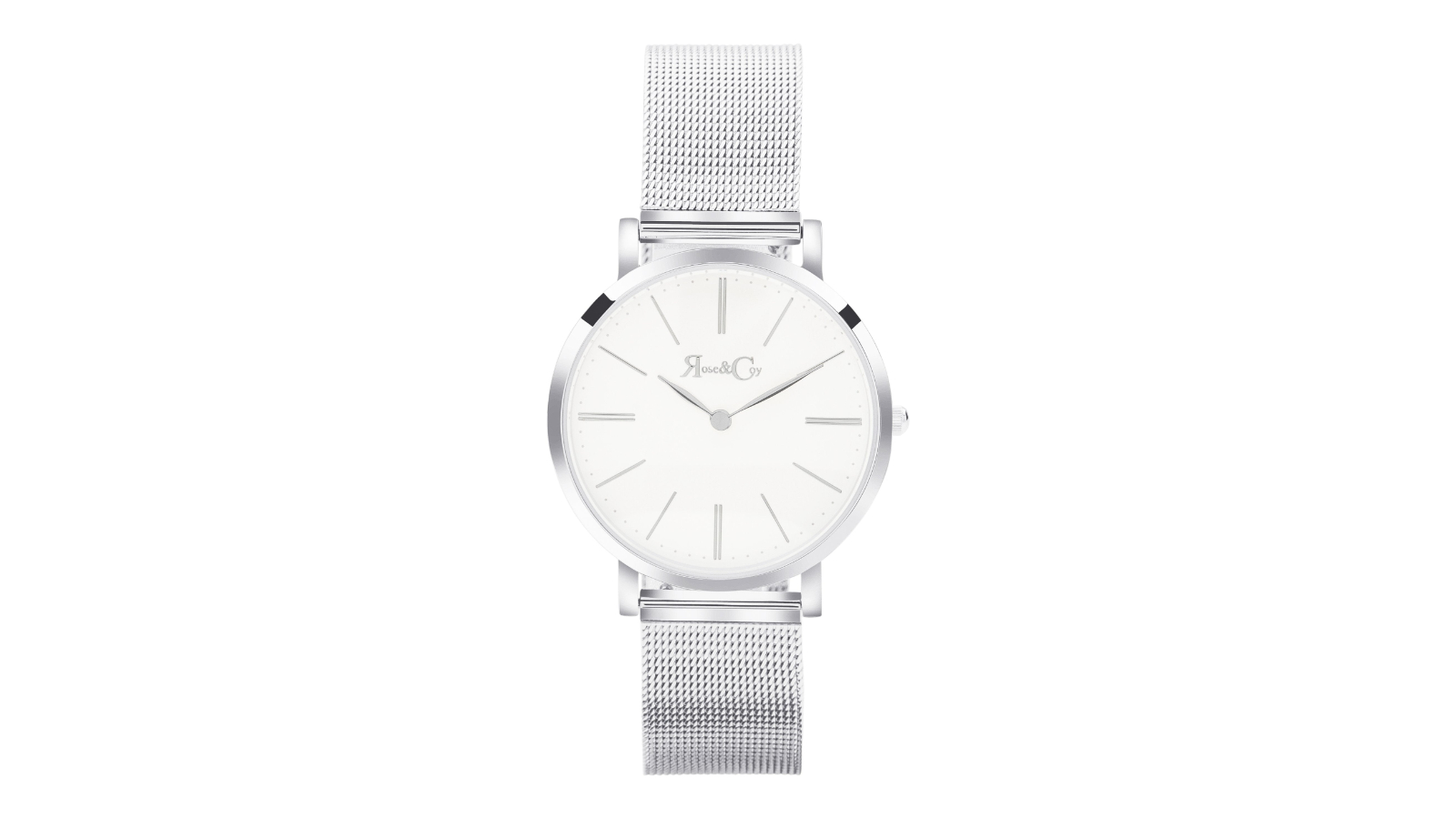 Rose and Coy 3.4cm Mini Pinnacle Ultra Slim Mesh Strap Watch - Silver