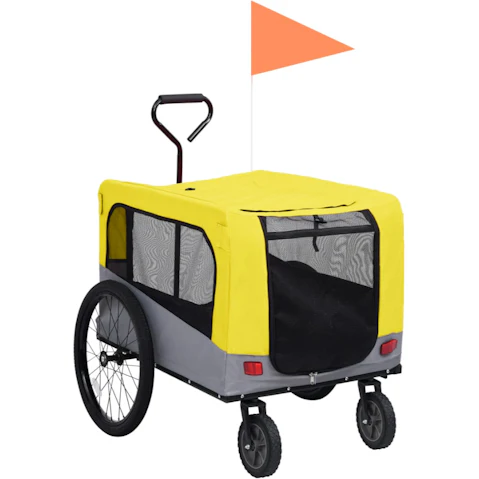 vidaXL 2-in-1 Pet Trailer and Jogging Stroller Bike - Yellow/Grey