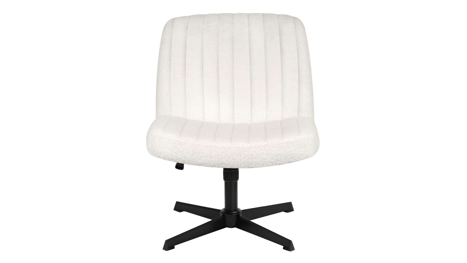 Advwin Armless Cross-Legged Ergonomic Swivel Office Vanity Desk No Wheels Chair - White