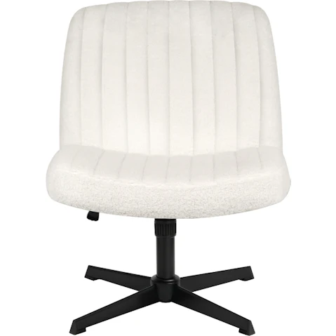 Advwin Armless Cross-Legged Ergonomic Swivel Office Vanity Desk No Wheels Chair - White