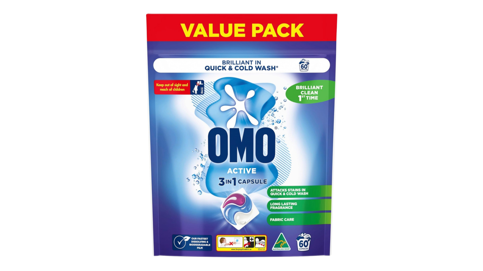 Omo 60 Piece 3-in-1 Active Laundry Capsule
