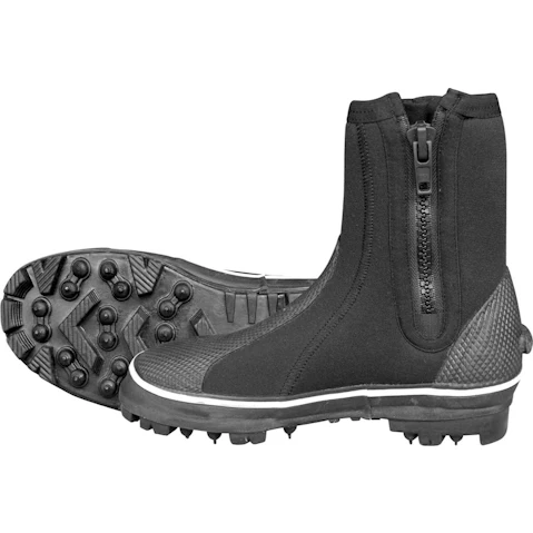 Mirage Black/Grey Rubber Coated Steel Spikes Rockhopper Boots with Storage Bag - US 6