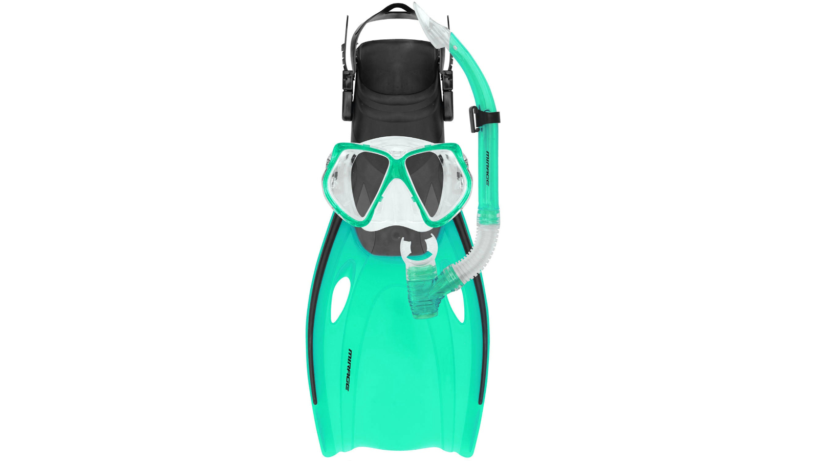 Mirage Nomad Green Snorkel Mask and Fin Set with Tempered Glass Lens - Large/X-Large