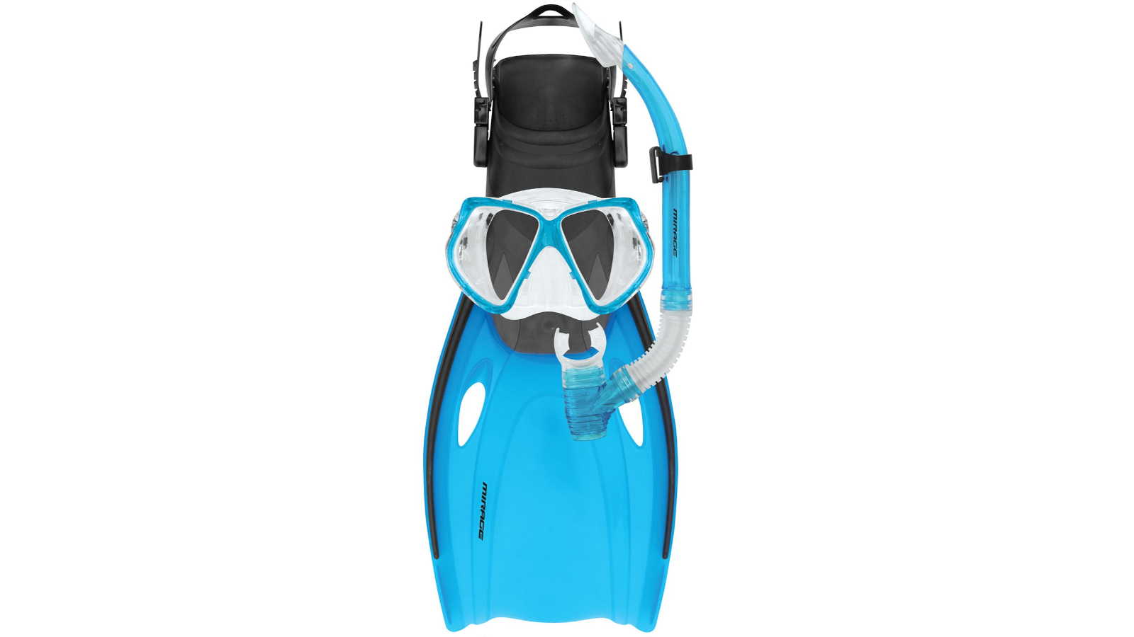 Mirage Nomad Blue Snorkel Mask and Fin Set with Tempered Glass Lens - Small/Medium