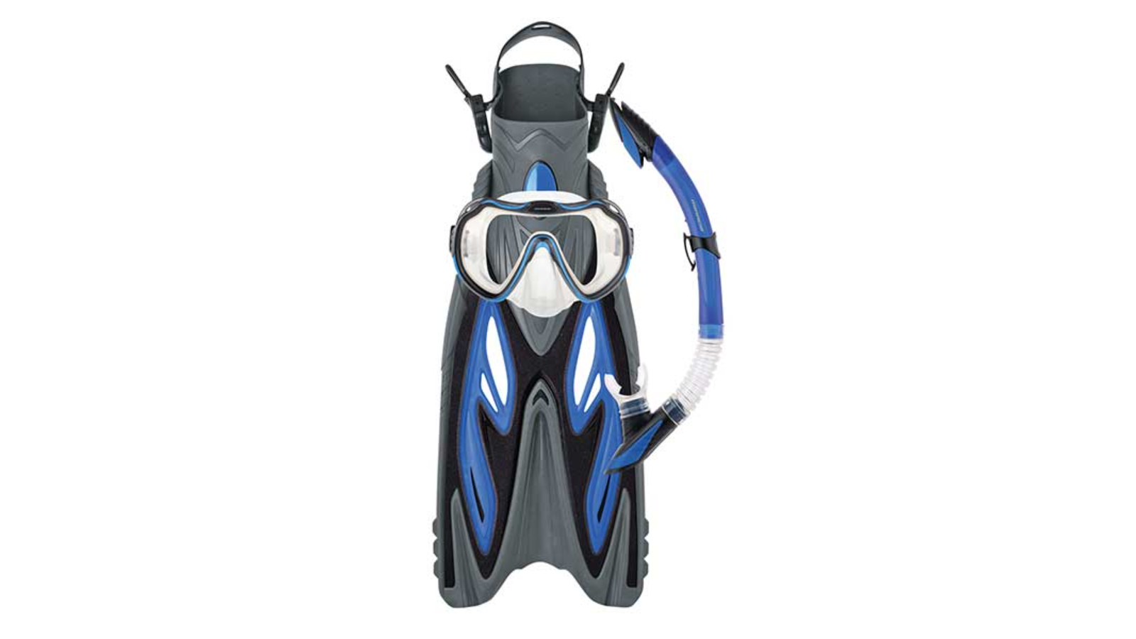 Mirage Diamond Blue Snorkel Mask and Fin Set with Tempered Glass Lens - Large/X-Large