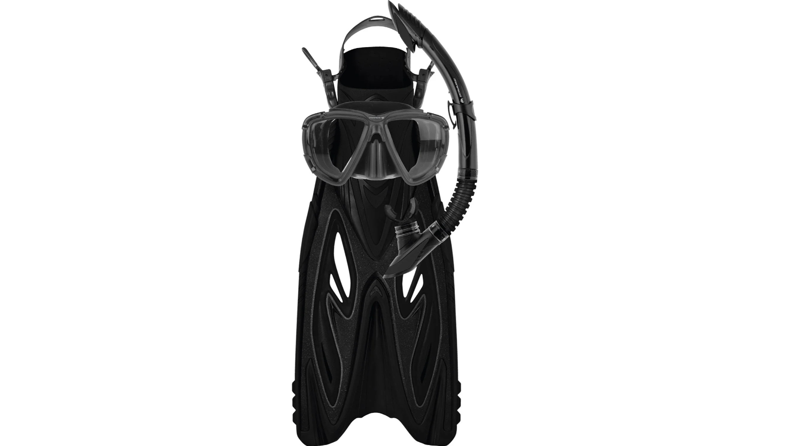 Mirage Gold Series Rayzor Fin Snorkel and Mask Set with Tempered Glass Lens - Black