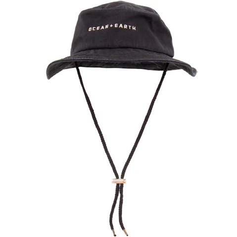 Ocean and Earth Black 1-Dayer Adult Cotton Soft Brim Hat