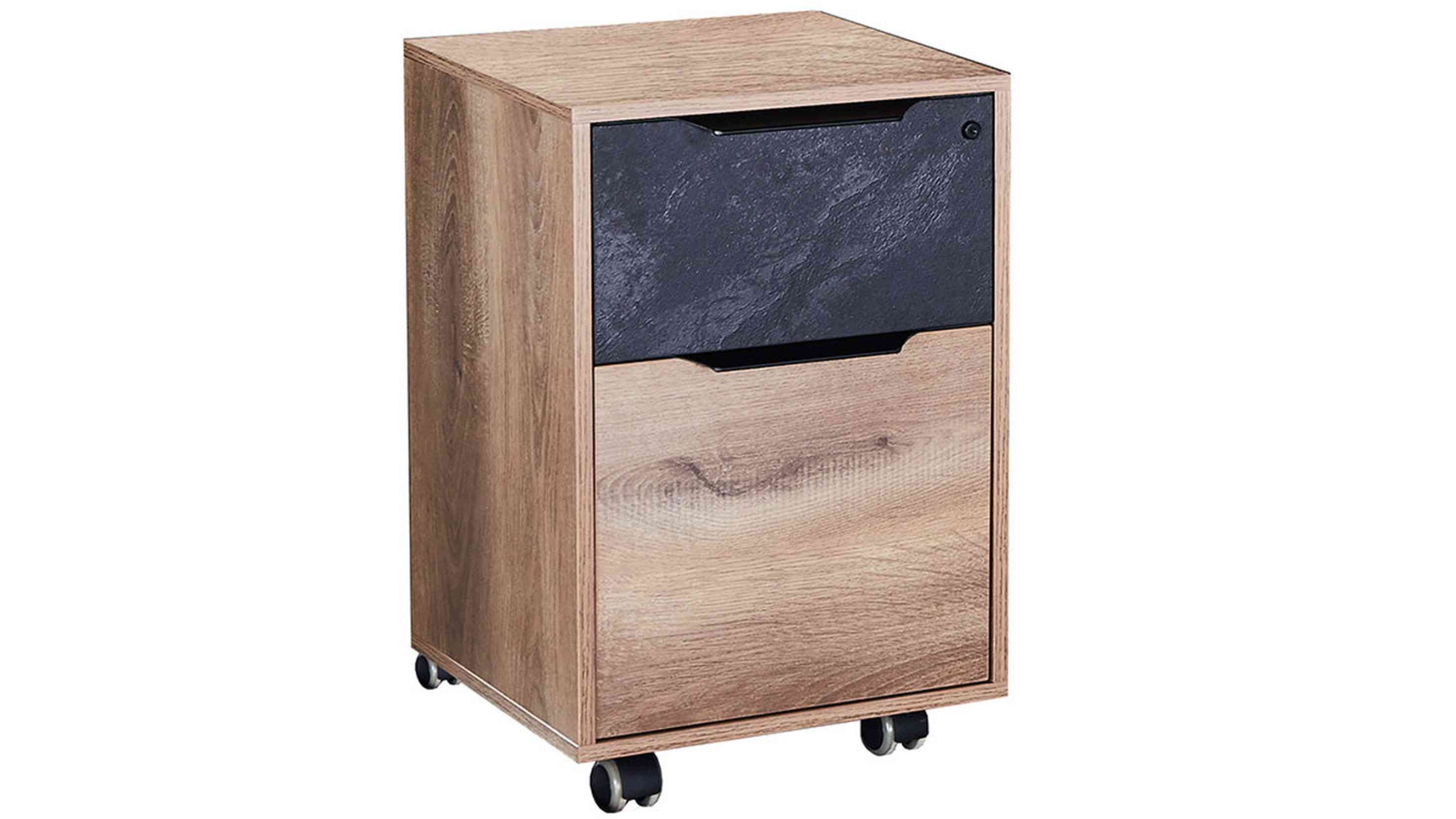 Daxton Mobile Pedestal Cabinet 41cm - Warm Oak & Black