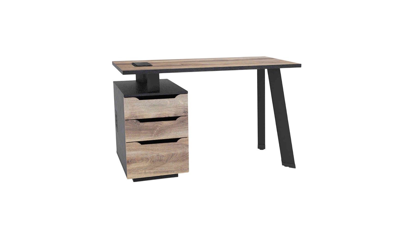 Innovatec 1.2m Arto Single Workstation Desk with Left Cabinet - Warm Oak/Black