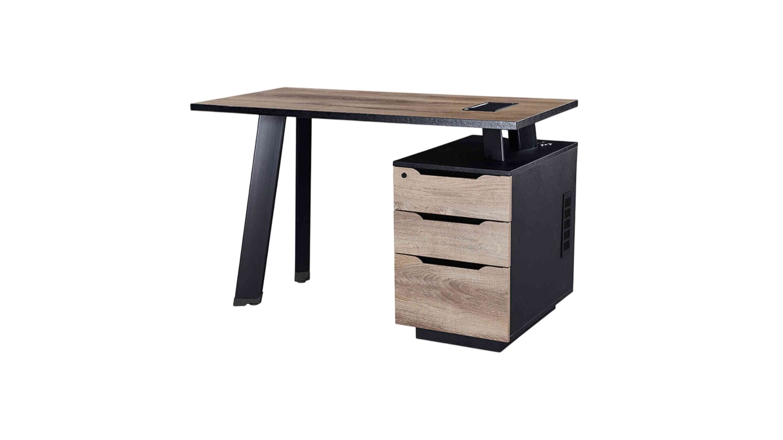 Innovatec 1.2m Arto Single Workstation Desk with Right Cabinet - Warm Oak/Black