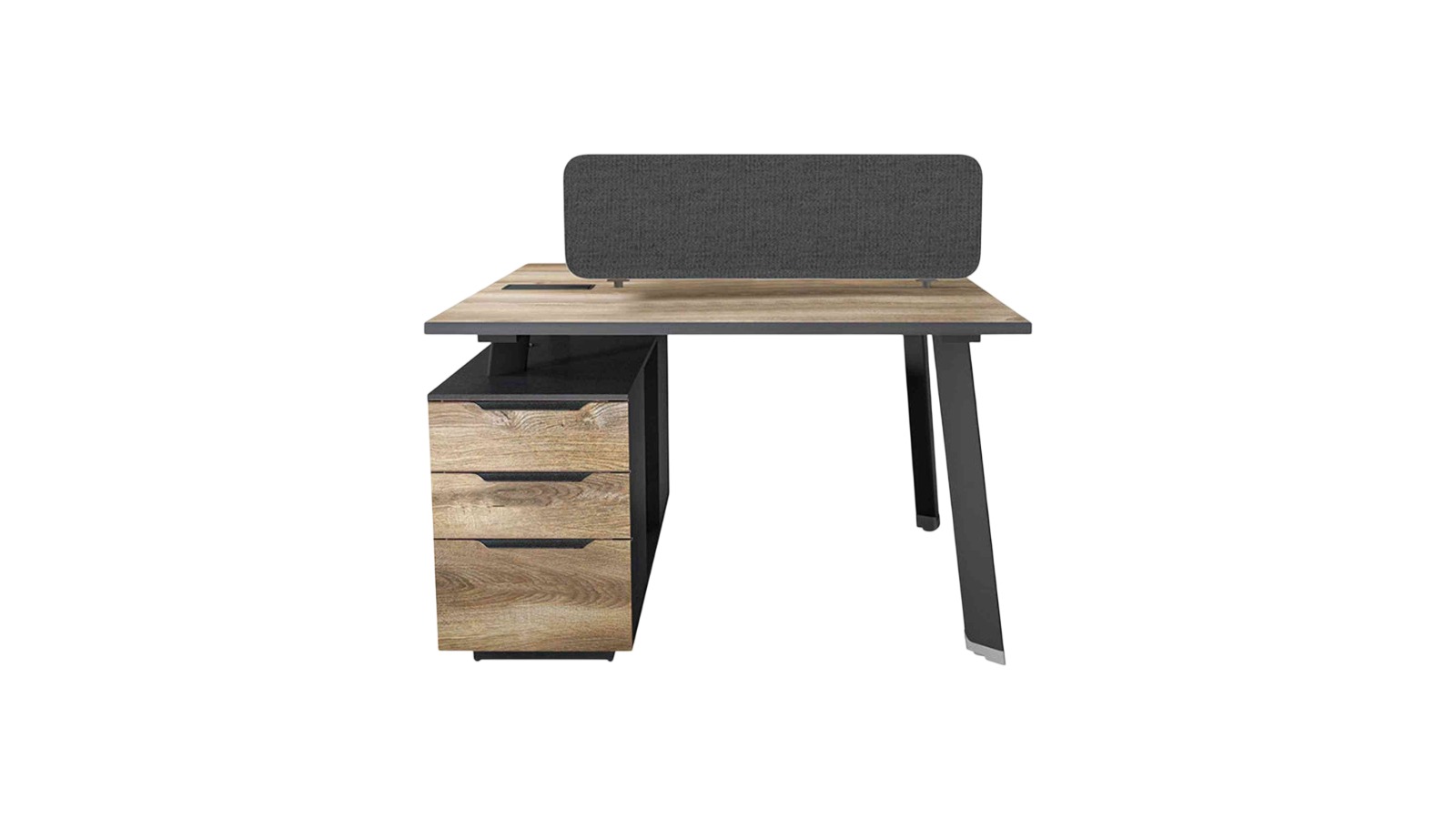 Innovatec Arto 1.2m 2-People Back-to-Back Workstation Desk with 2-Cabinet - Warm Oak/Black