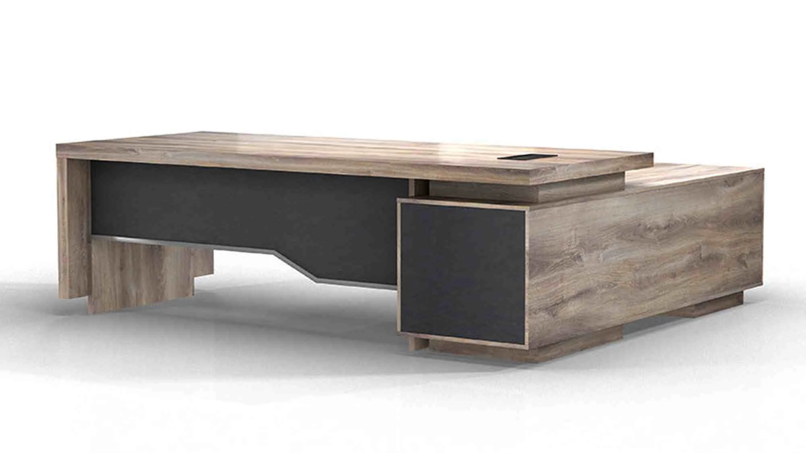 LARKIN Executive Desk with Left Return 2.4m - Warm Oak & Black