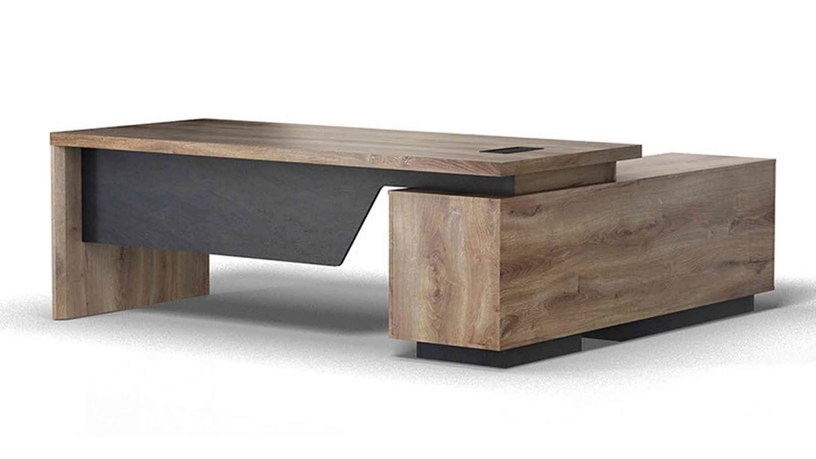 BALDER Executive Desk with Left Return 1.8 - 2.0m - Warm Oak & Black