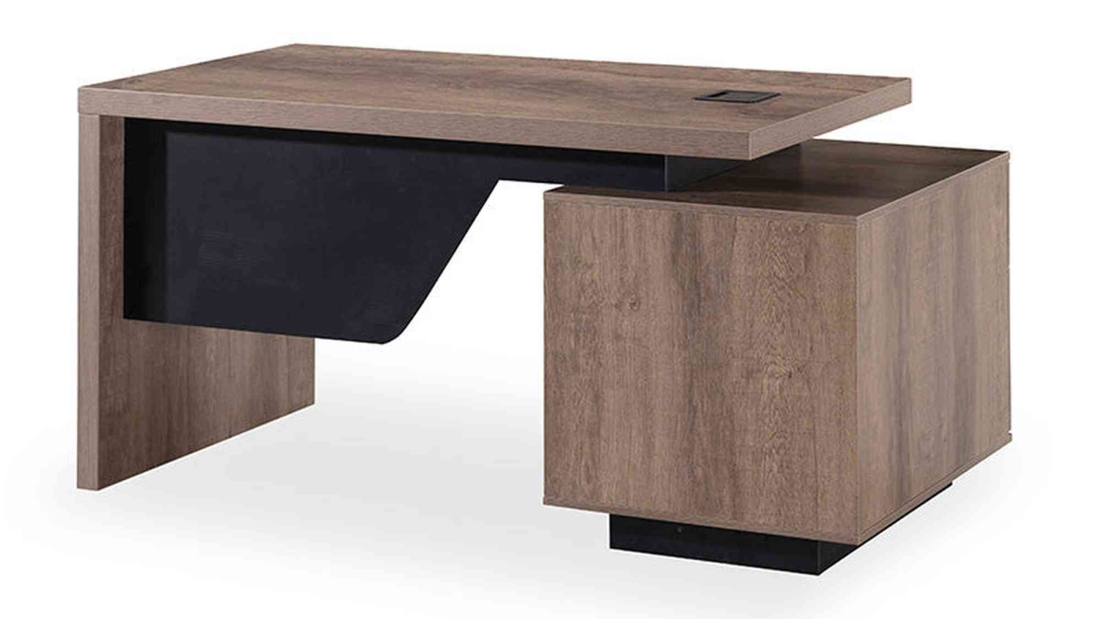 KELLEN Executive Desk with Left Return 1.6 - 1.8m - Warm Oak & Black