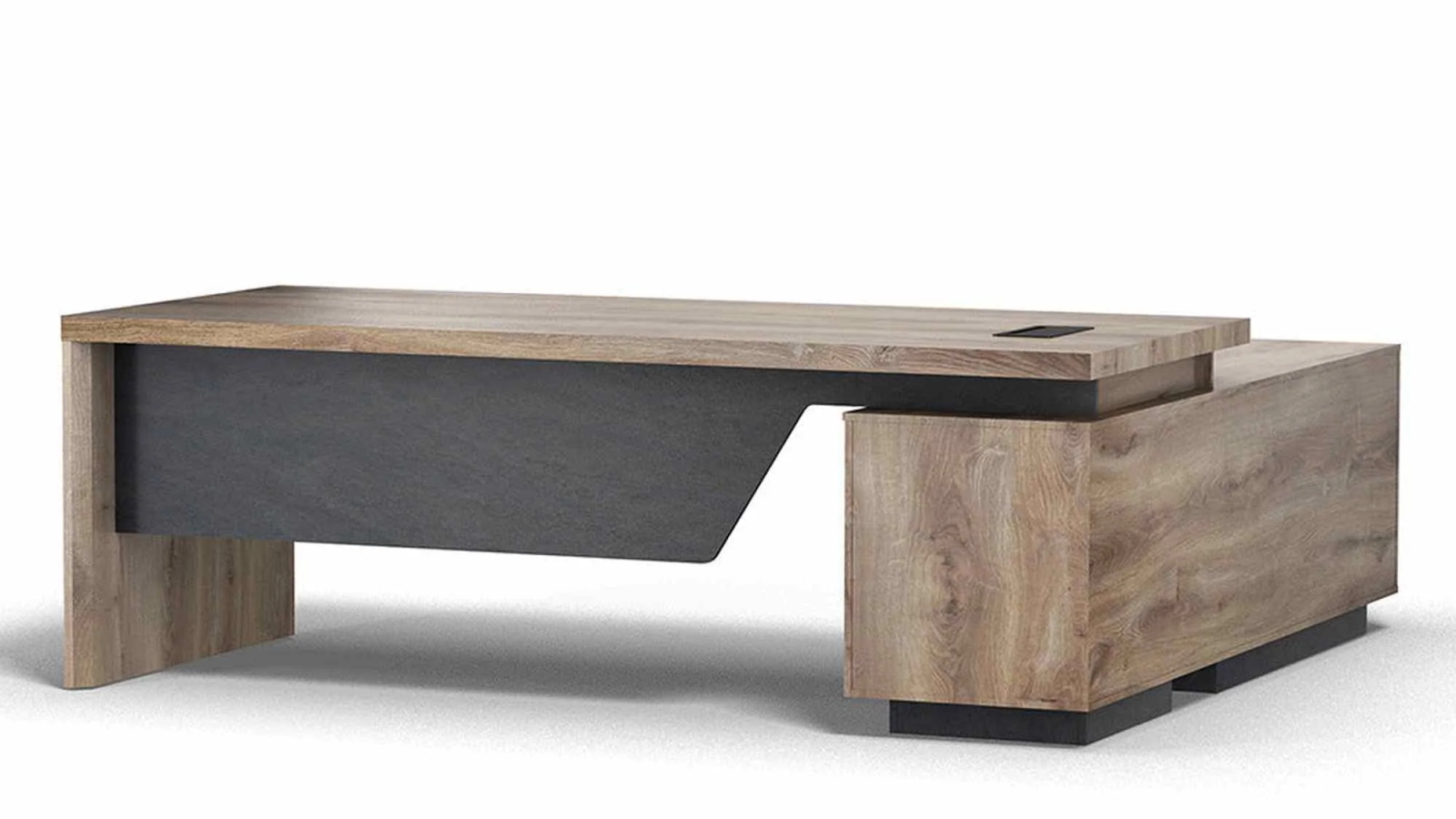 BALDER Executive Desk with Left Return 2.2 - 2.4m - Warm Oak & Black