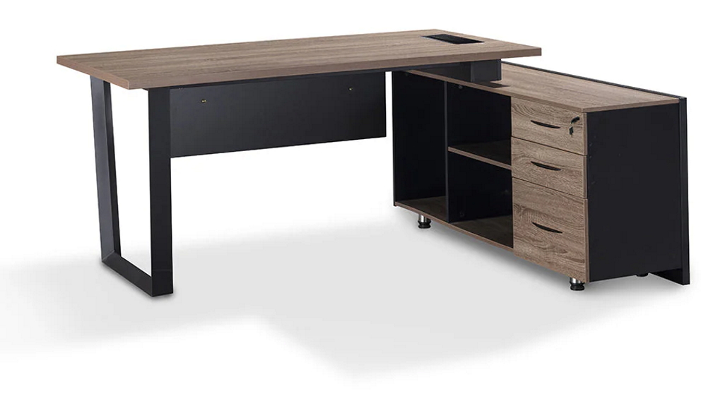 ADRIANO Reversible Executive Office Desk 160-180cm - Light Brown