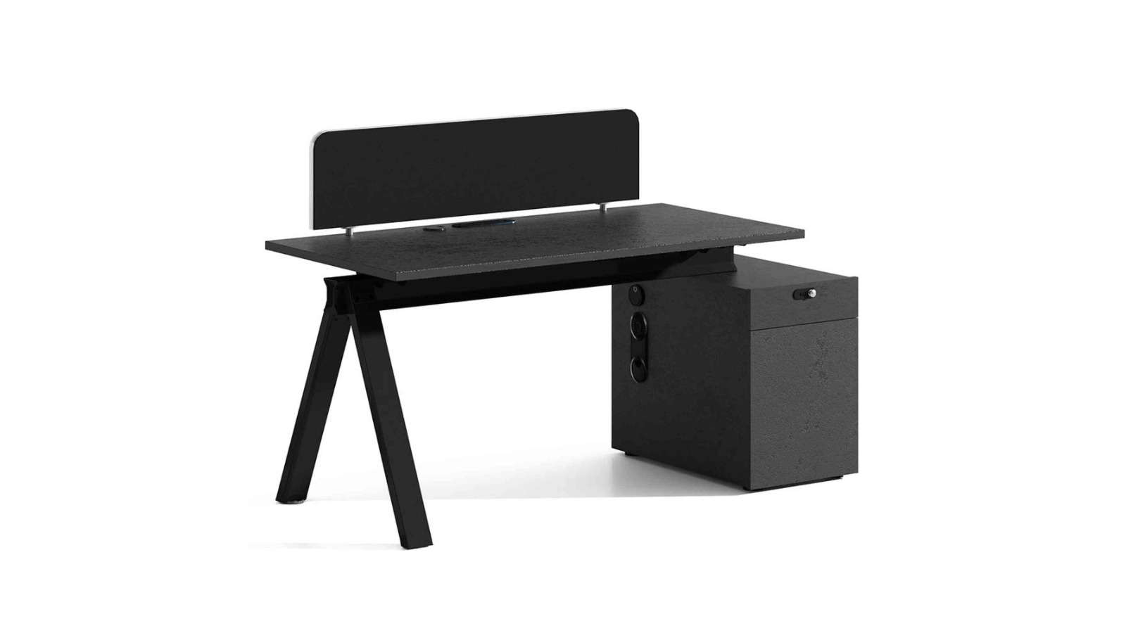 Innovatec Dolan 1.4 - 1.6m Reversible Single Seater Workstation - Black Concrete