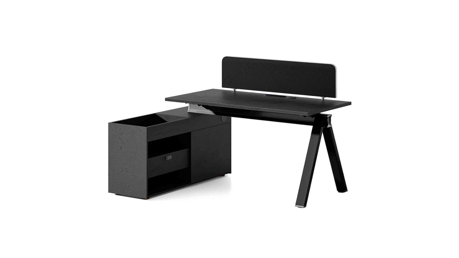 Innovatec Dolan Black Concrete 1.4 - 1.6m Left Return Executive Desk Workstation