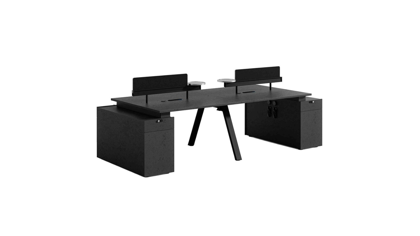 Innovatec Dolan 4-Seater 2.8m Workstation - Black Concrete