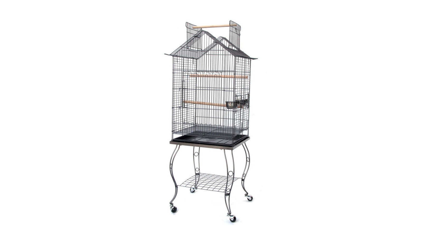 Flyline Bird Parrot Cage with Stand Cockatiel Amazon African Grey Caique Conure Black Harvey Norman