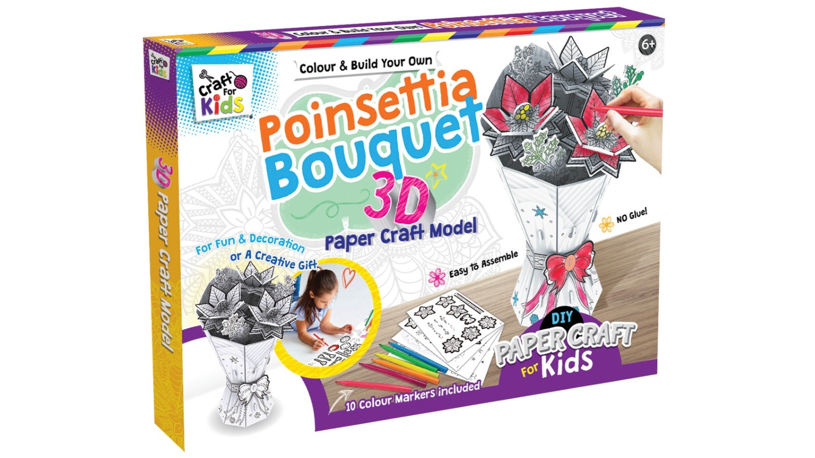 Craft For Kids Poinsettia Bouquet 3D Papercraft Model