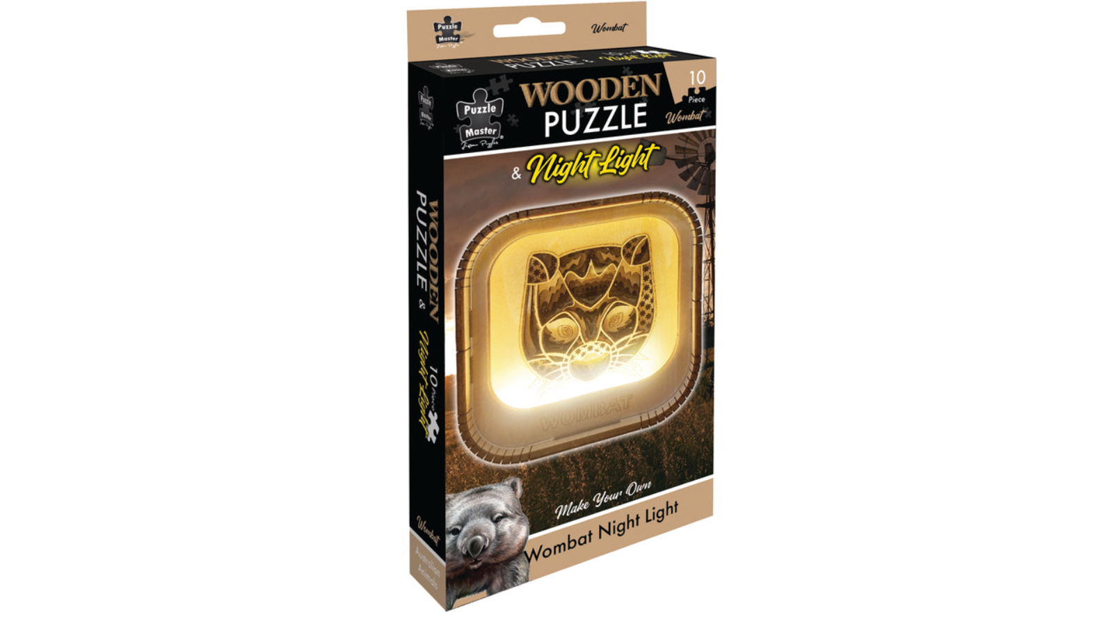 Puzzle Master Wooden Night Light Puzzle - Wombat