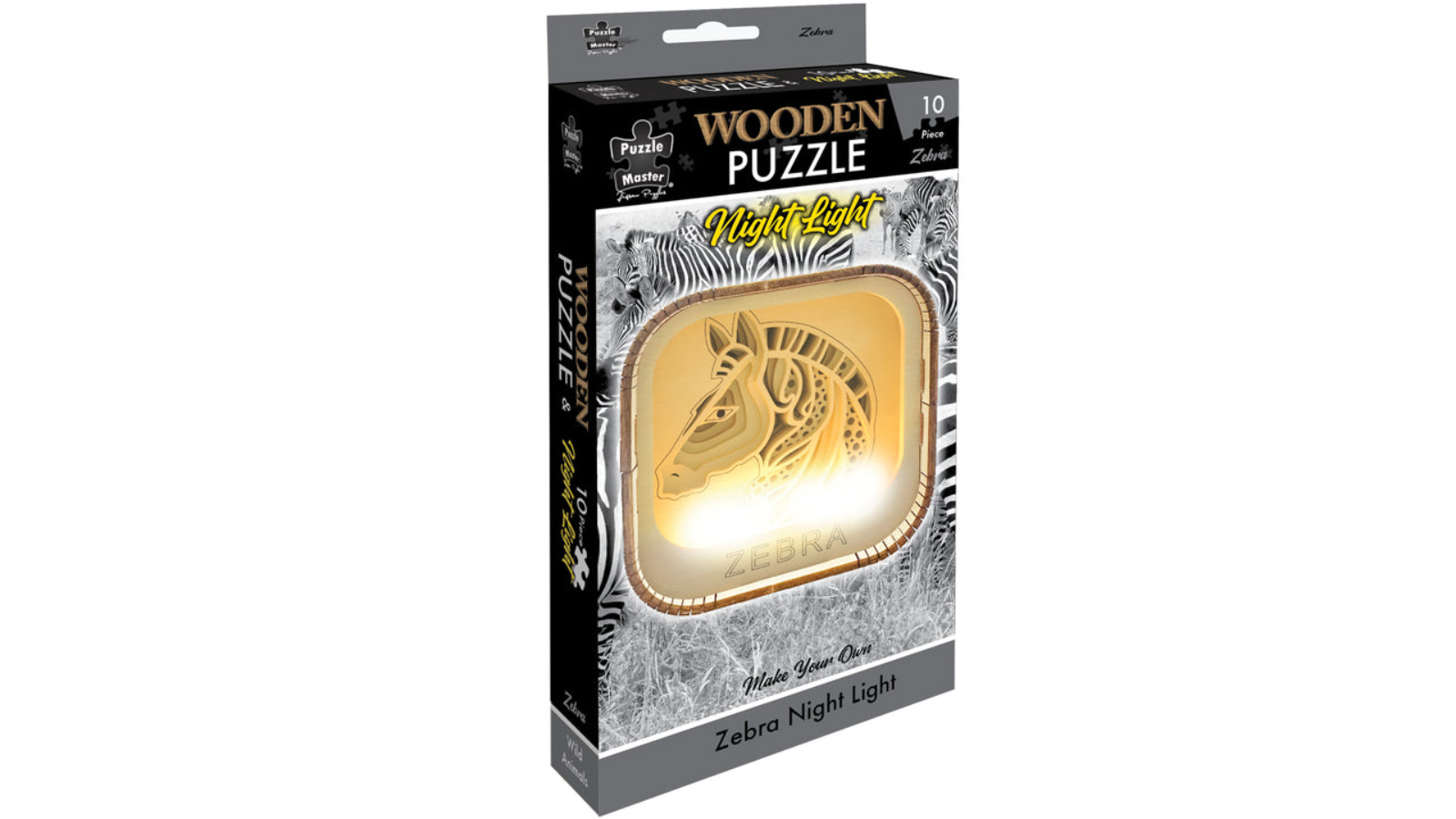 Puzzle Master Wooden Night Light Puzzle - Zebra