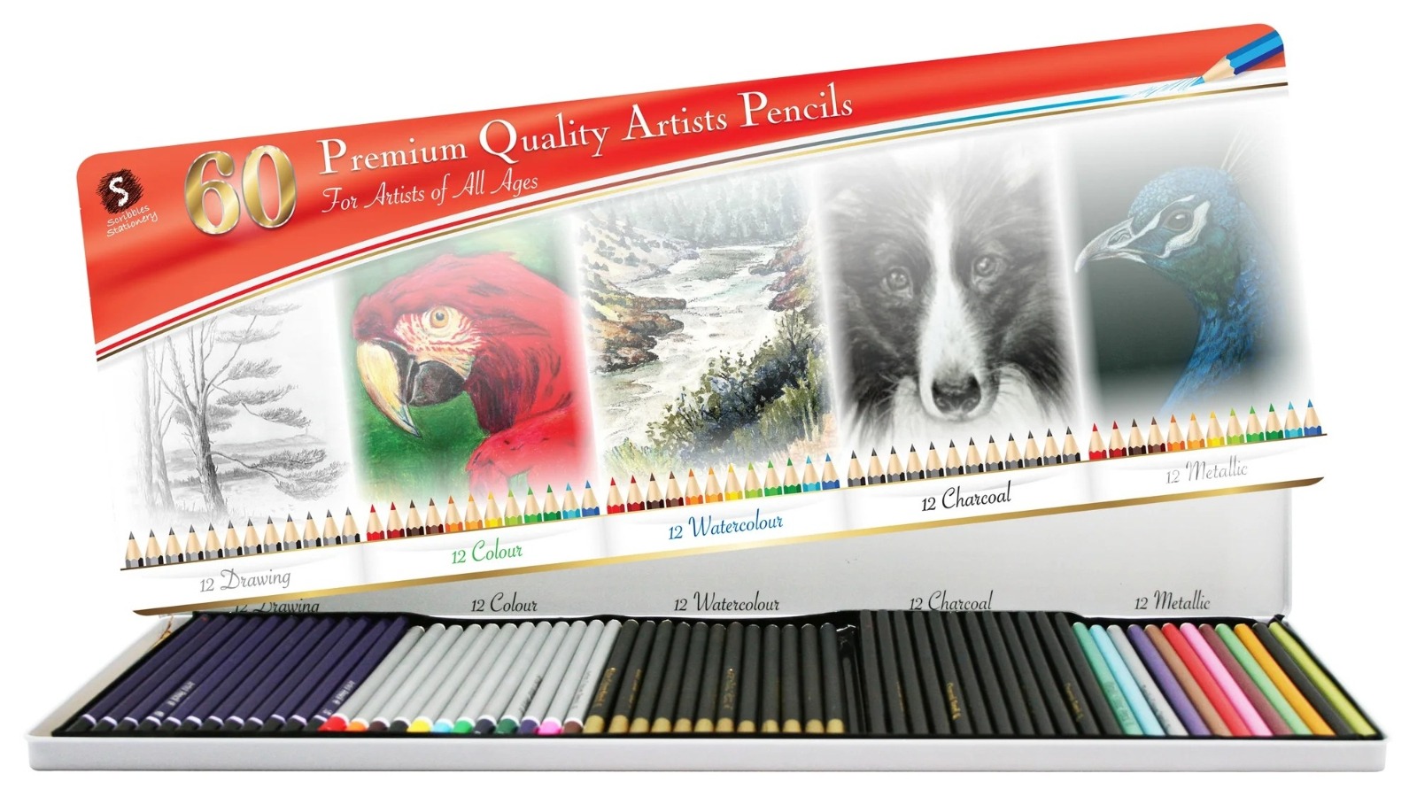 Scribbles Stationery 60 Piece Premium Artists Pencil