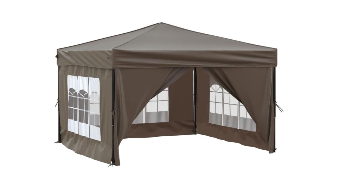 vidaXL 3 x 3metre Folding Party Tent with Sidewall - Taupe
