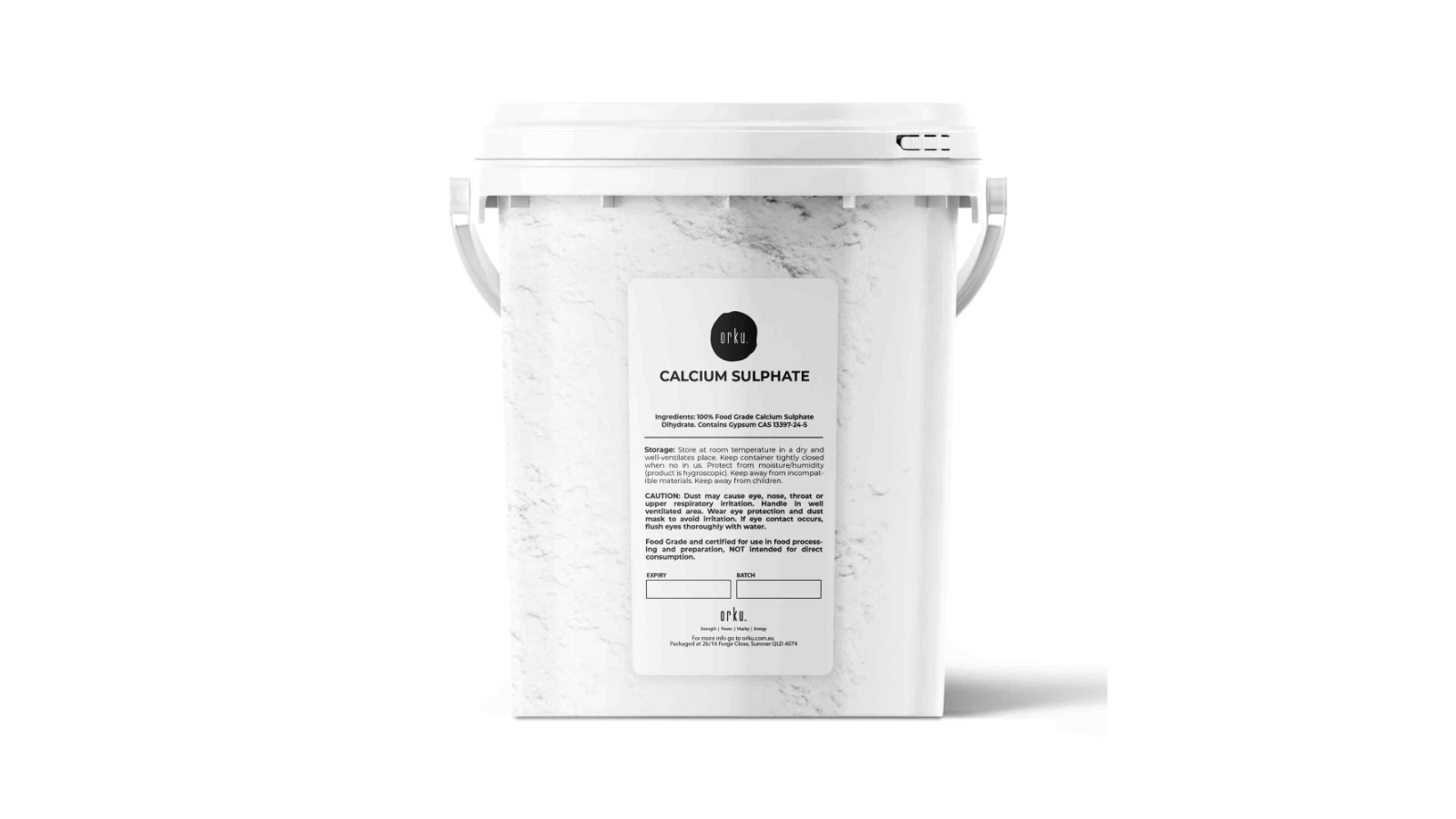 Orku Calcium Sulphate Gypsum Powder Bucket Food Grade Hydrous Sulfate - 5kg