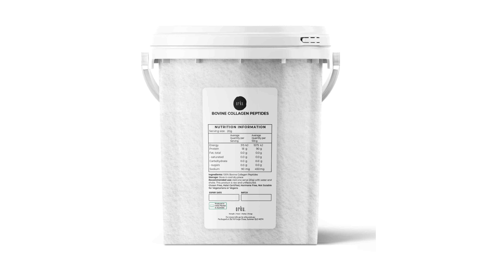 Orku Bovine Hydrolysate Protein Peptide Unflavoured Supplement Collagen Powder Tub - 600g