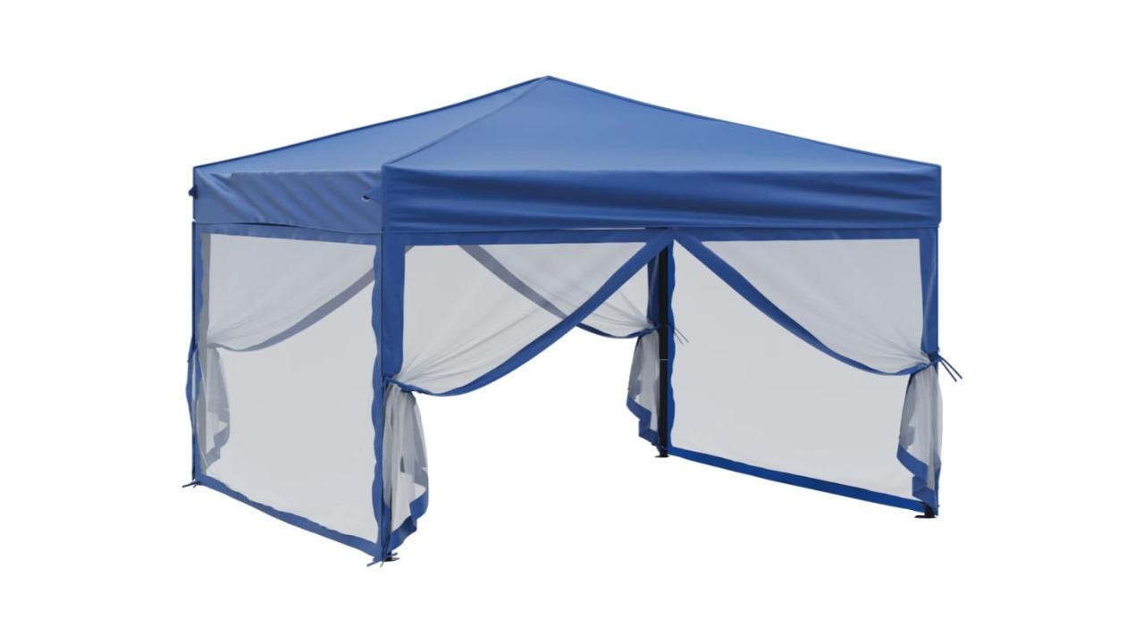 vidaXL Blue Folding Party Tent with Sidewall - 3 x 3metre