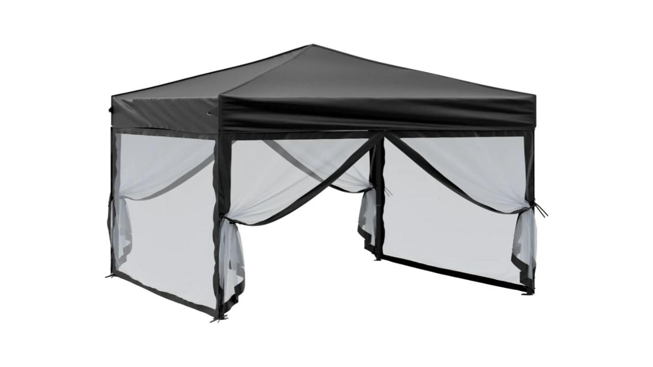 vidaXL 3 x 3metre Folding Party Tent with Sidewall - Black