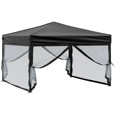 vidaXL 3 x 3metre Folding Party Tent with Sidewall - Black