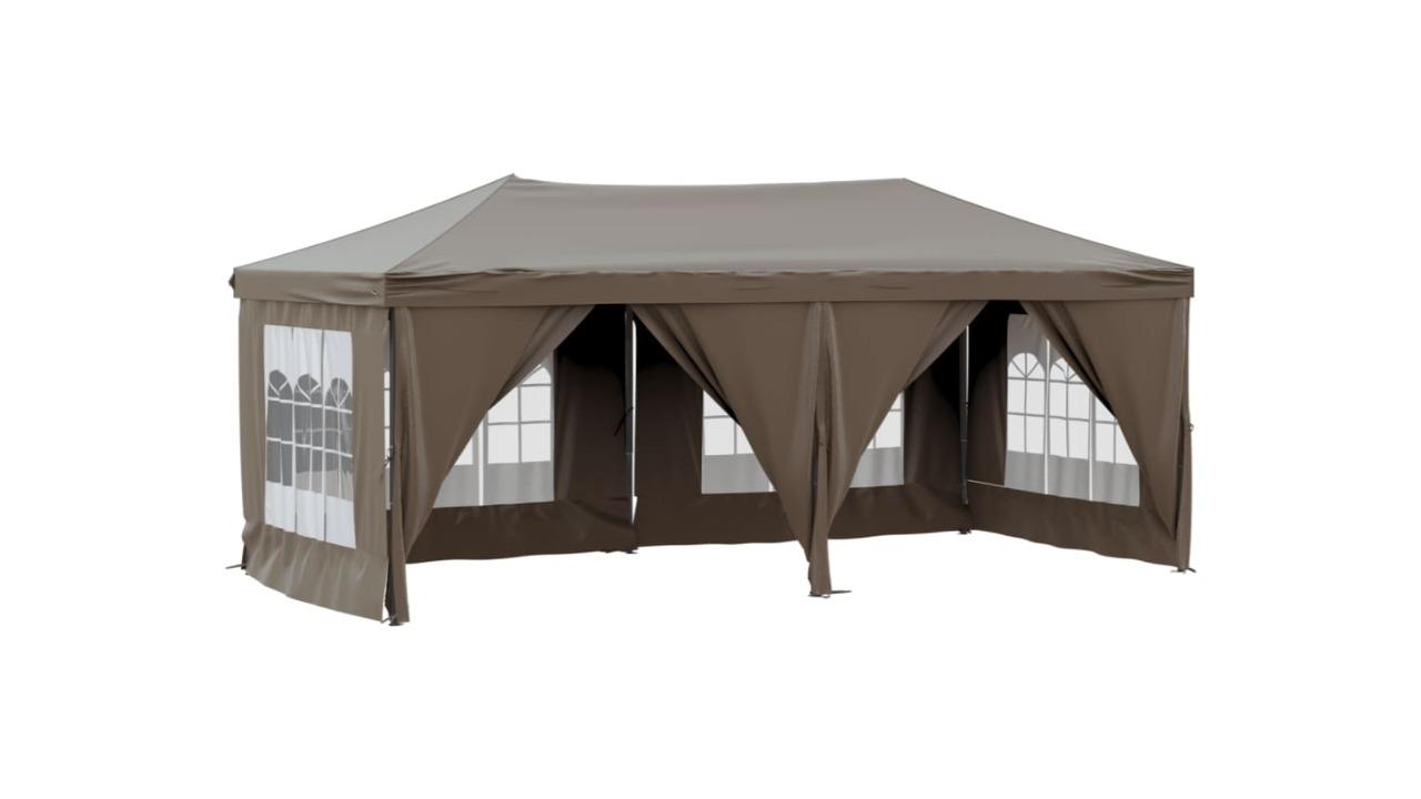 vidaXL 3 x 6metre Folding Party Tent with Sidewall - Taupe