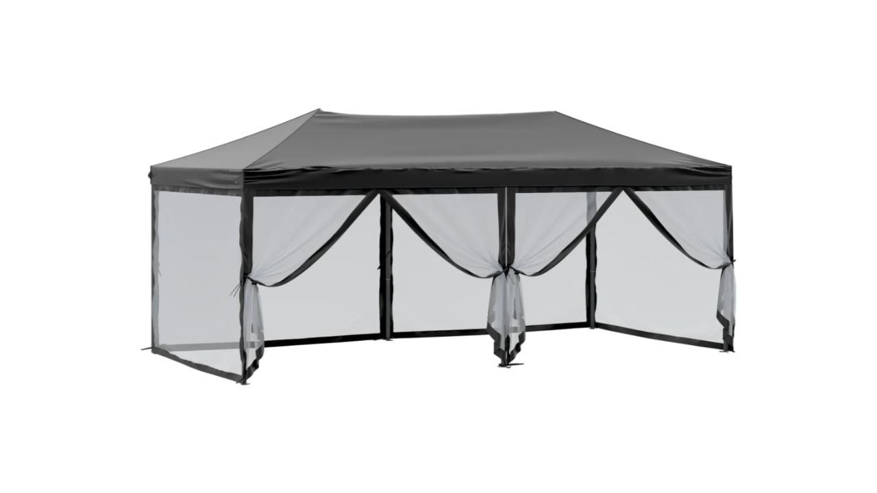 vidaXL 3 x 6metre Folding Party Tent with Sidewall - Black