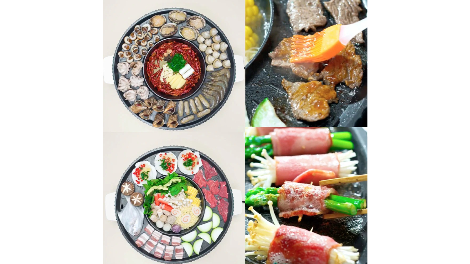 Electric Hot Pot 二つの調理エリア Yarra Supply 2-in-1 Electric Hot Pot with Grill - White | Harvey