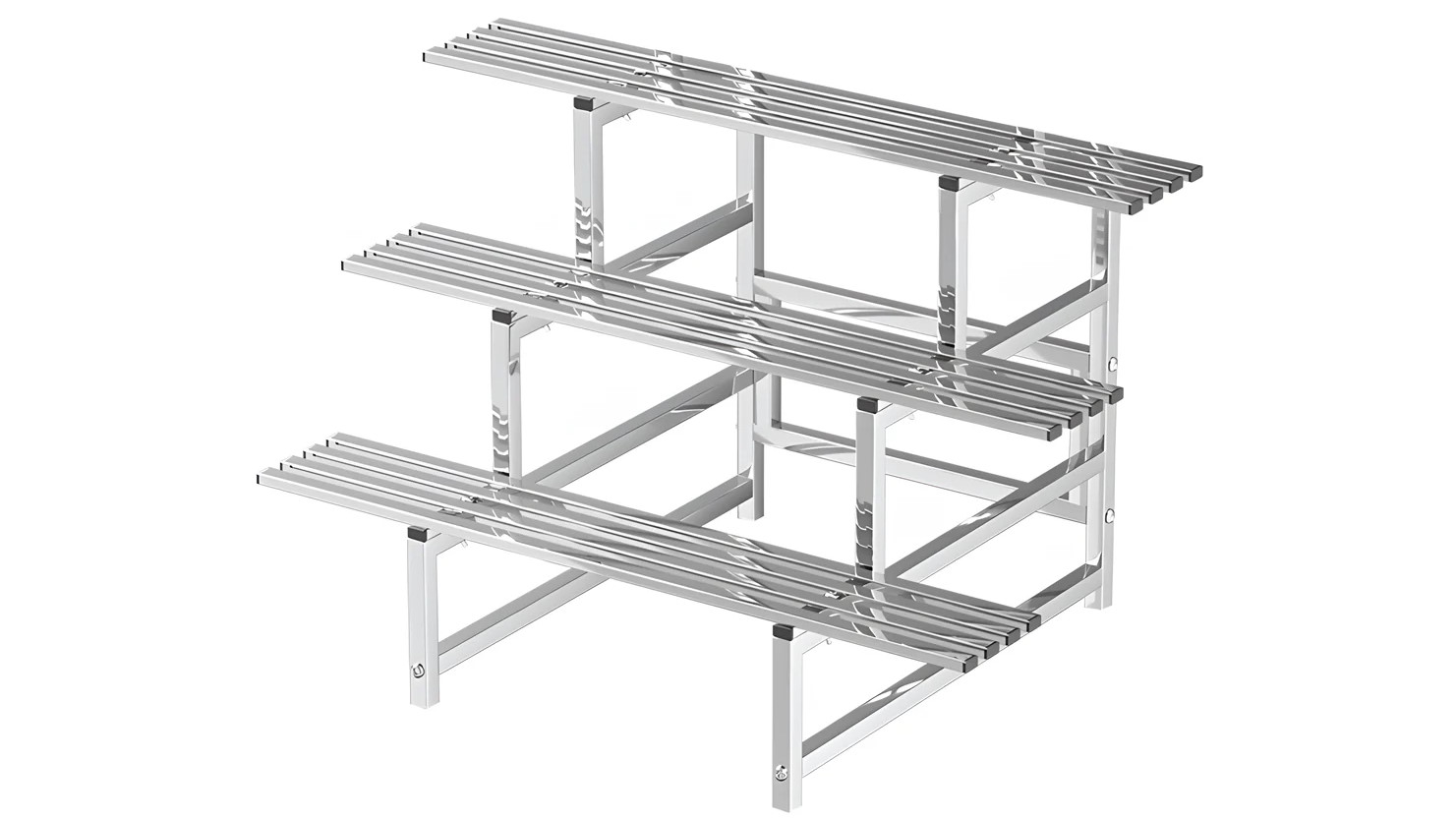 3-Tier 120cm Large Garden Stainless Steel Pots Plant Stand Rack - Chrome