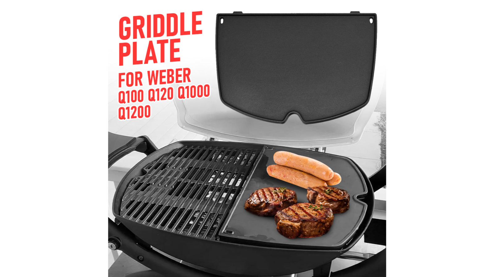 YS BBQ Half Griddle Plate for Weber Q200 Q2000 Series with