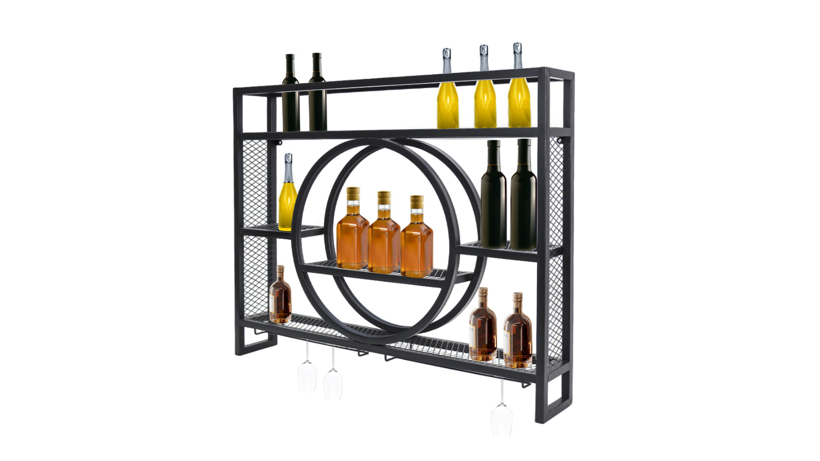 YS 3-Tier Industrial Wall Mounted Wine Rack