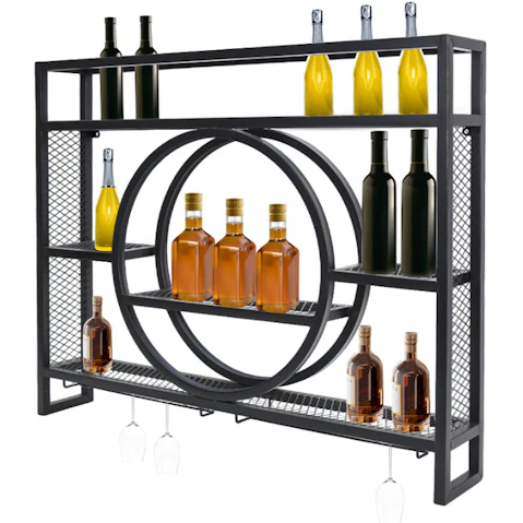YS 3-Tier Industrial Wall Mounted Wine Rack