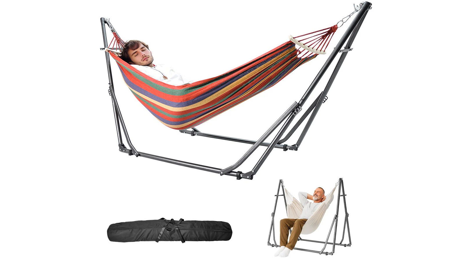 YS 2 in 1 Swing Hammock Stand Portable Hammock and Chair with Carry Bag