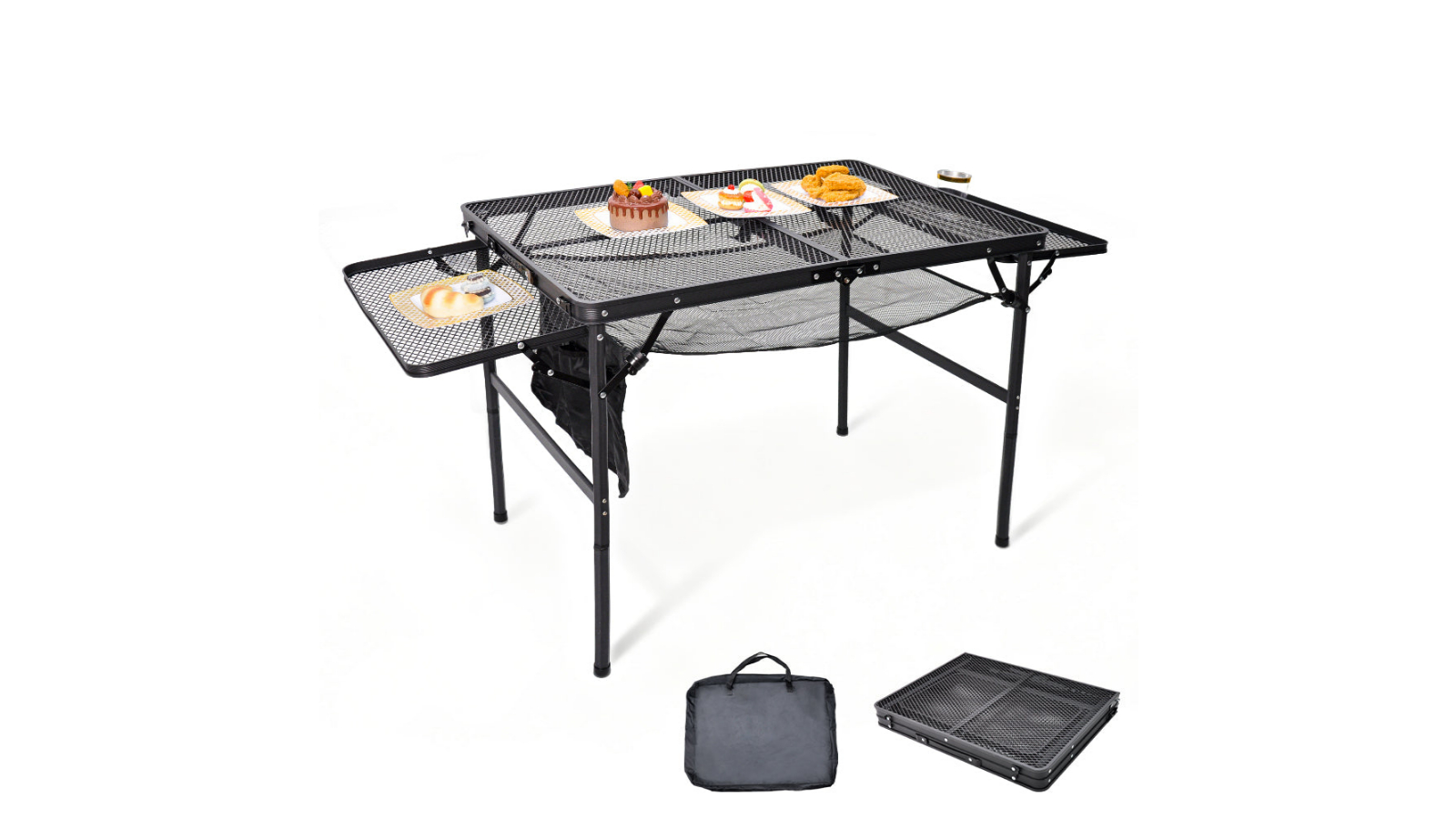 YS Folding Grill Table with 2 Wing Panel