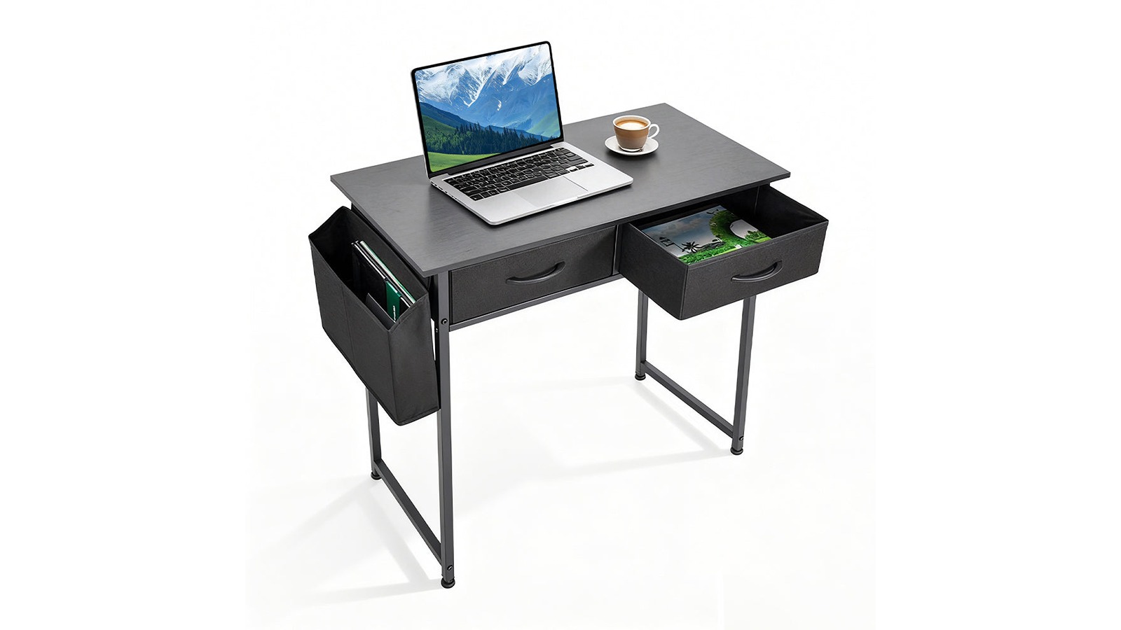 YS 80cm Office Desk with 2 Fabric Drawer and Side Pocket