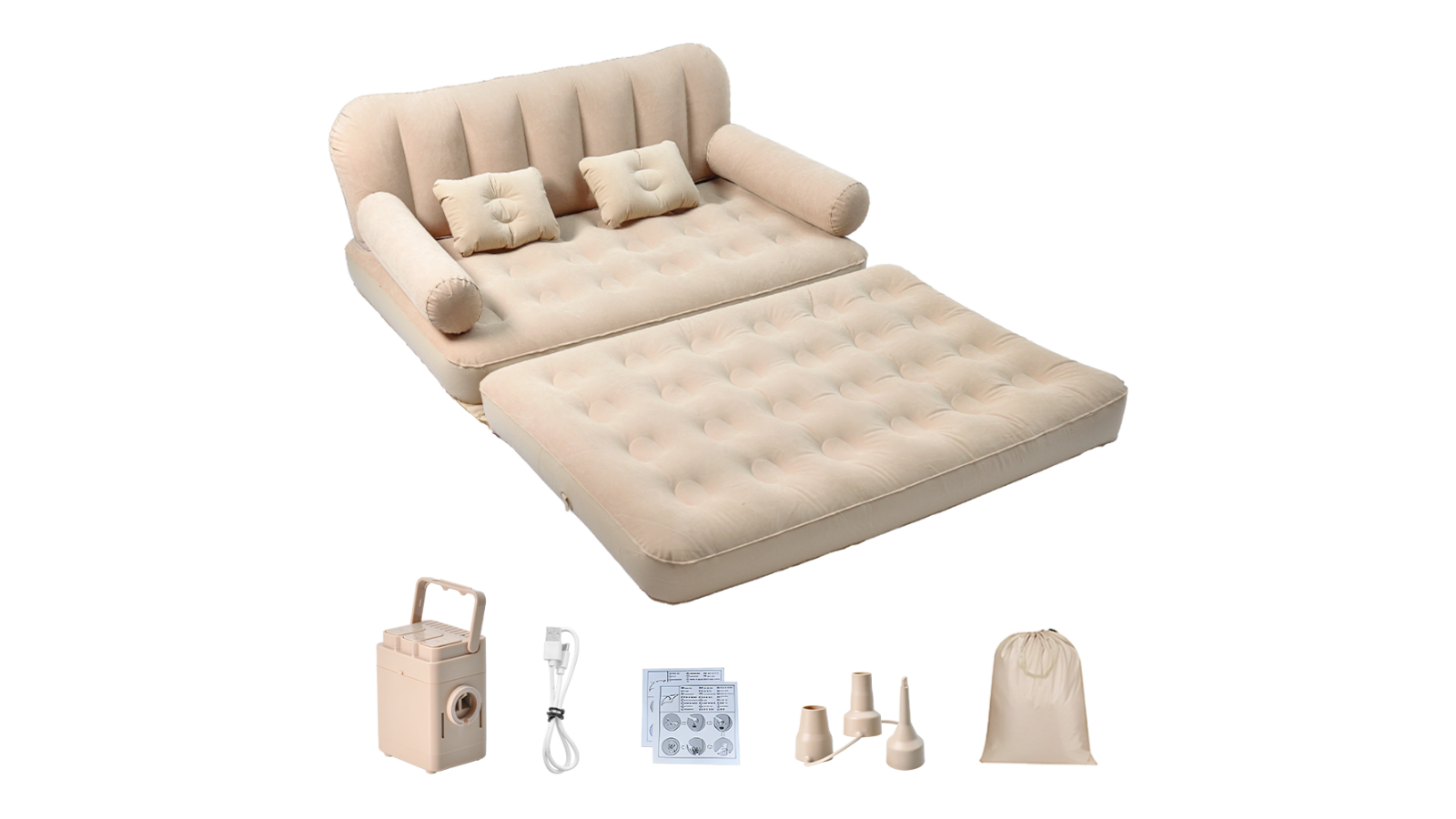 YS Large Inflatable Air Sofa Bed with Built-In Pump